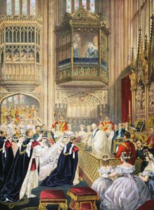 Die Hochzeit in der St. Georgs Kapelle, Windsor, aus Ein Gedenkbuch zur Hochzeit von Edward VII. und Alexandra von Dänemark, veröffentlicht 1864