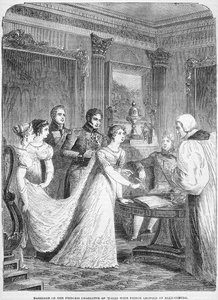 Die Hochzeit der Prinzessin Charlotte von Wales mit Prinz Leopold von Sachsen-Coburg, 2. Mai 1816 von English School