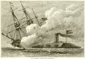 Die Merrimac versenkt die Cumberland