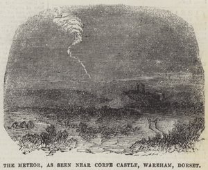 Der Meteor, gesehen in der Nähe von Corfe Castle, Wareham, Dorset (Gravur) von English School