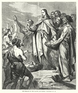 Das Wunder der Brote und Fische, Matthäus XV, 36 (Gravur) von English School