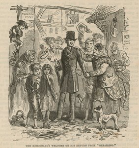 Der Empfang des Missionars bei seiner Rückkehr von der Reparatur von English School