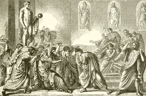 Die Ermordung von Julius Caesar (Gravur) von English School