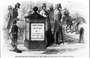 Der neue Briefkasten der Post, an der Ecke Fleet Street und Farringdon Street, aus The Illustrated London News, 24. März 1855
