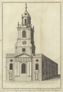 Die Nordostansicht der Pfarrkirche St. Botolph ohne Bishopsgate, London