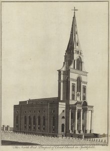 Die Nordwestansicht der Christuskirche in Spitalfields, London von English School