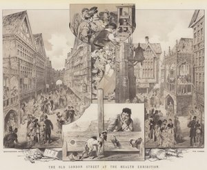 Die alte Londoner Straße auf der Gesundheitsausstellung (Farblithografie) von English School