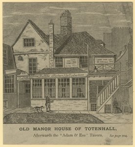 Das Alte Herrenhaus von Totenhall, später die Adam and Eve Taverne, London von English School