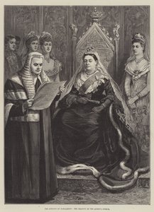 Eröffnung des Parlaments, das Vorlesen der Rede der Königin (Stich) von English School