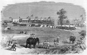 Die Eröffnung der Ostindischen Eisenbahn: Der Bahnhof von Burdwan, 1855