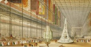 Die Eröffnung der Industrieausstellung aller Nationen von English School