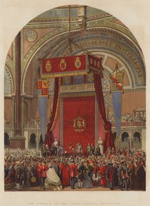 Die Eröffnung der Internationalen Ausstellung (Farblithografie) von English School