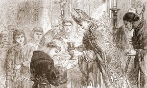 Die Priesterweihe von Luther, Illustration aus Die Geschichte des Protestantismus von James Aitken Wylie, veröffentlicht 1878 von English School