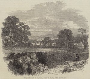 Der Ausbruch in Jamaika, Maroon Town, Blue Mountains (Stich) von English School