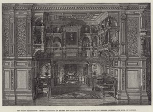 Die Pariser Ausstellung, Kaminverkleidungen in einer Nische und Teil des Speisezimmers gezeigt von Messers Howard und Sons, London (Gravur)