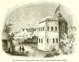 Das Paris Garden Theatre, Southwark, wo Jonson gelegentlich auftrat von English School