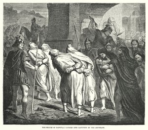 Das Volk von Naphtali in Gefangenschaft geführt von den Assyrern (Gravur) von English School