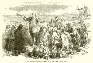 Die Pilgerväter landen in Neuengland, 1660 von English School