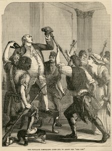 Das Volk zwingt Ludwig XVI., die rote Mütze anzunehmen, 1792