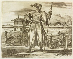 Der Oberbefehlshaber der chinesischen Armee, Illustration aus einer Beschreibung der Gesandtschaften nach China, 1690