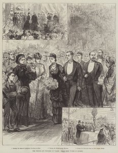 Der Prinz und die Prinzessin von Wales, ihre guten Werke in London (Gravur) von English School