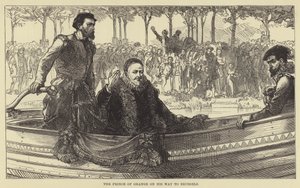 Der Prinz von Oranien auf dem Weg nach Brüssel (Gravur)