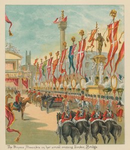 Die Prinzessin Alexandra bei ihrer Ankunft über die London Bridge von English School