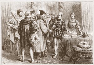 Die protestantischen Fürsten unterzeichnen ihr Bekenntnis, Illustration aus Die Geschichte des Protestantismus von James Aitken Wylie, veröffentlicht 1878