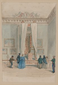 Das Schlafzimmer der Königin mit dem Staatsbett von Königin Anne, ca. 1860-70 von English School