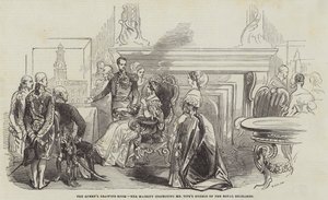 Der Zeichensaal der Königin, Ihre Majestät inspiziert Mr. Tites Modelle der Royal Exchange von English School