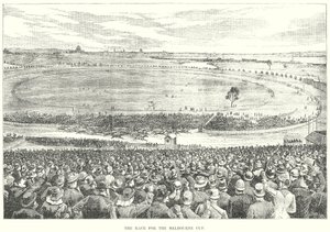 Das Rennen um den Melbourne Cup (Gravur)