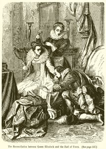 Die Versöhnung zwischen Königin Elizabeth und dem Earl of Essex von English School
