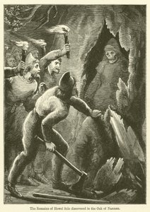 Die Überreste von Howel Sele im Eichenbaum von Nannau entdeckt (Gravur)