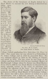 Der Reverend H. A. James, neuer Schulleiter von Rugby (Gravur) von English School
