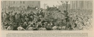 Der Aufruhr am Trafalgar Square: Ankunft einer der Prozessionen auf dem Platz
