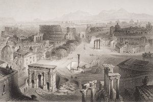 Das Forum Romanum vom Kapitolshügel, Rom, graviert von A. Willmore