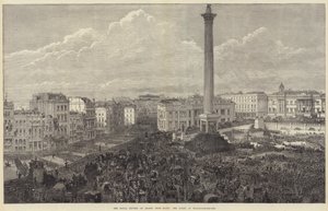 Die königliche Truppenparade aus Ägypten, die Szene am Trafalgar Square (Gravur) von English School