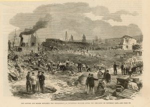 Die Pioniere und Minenarbeiter reparieren den Damm der Plumstead Marschen von English School