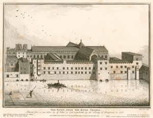 Der Savoy, London, vom Fluss Thames von English School
