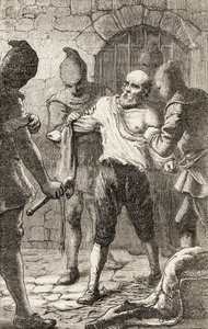 Die Geißelung von George Penn während der Spanischen Inquisition, um 1865