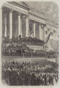 Die zweite Amtseinführung von Präsident Lincoln vor dem Kapitol in Washington (Stich) von English School