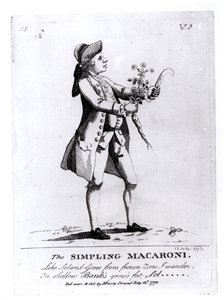 Der Simpling Macaroni, veröffentlicht von N. Darly, 13. Juli 1772 (Gravur) von English School