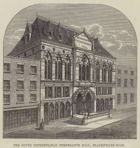 Die South Metropolitan Temperance Hall, Blackfriars-Road (Stich) von English School
