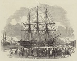Die "St. Lawrence" im Southampton Dock, entlädt Waren für die Große Ausstellung (Stich) von English School