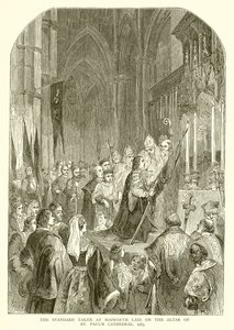 Das Standard bei Bosworth auf den Altar der St. Pauls Kathedrale gelegt, 1485 von English School