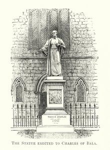 Die Statue errichtet für Charles von Bala (Gravur) von English School