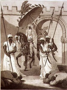 Der Sultan von Marokko kommt heraus, um Audienz zu geben, veröffentlicht von Henry Colburn von English School