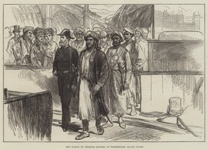 Der Sultan von Sansibar landet an den Westminster Palace Stairs (Stich) von English School