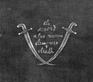 Das Schwert bedeutet auch Reinheit und Tod, Vorderseite von The Seven Pillars of Wisdom von T.E. Lawrence, Cape-Ausgabe, veröffentlicht 1935 von English School