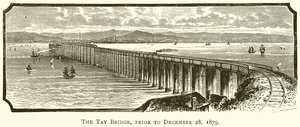 Die Tay-Brücke, vor dem 28. Dezember 1879 von English School